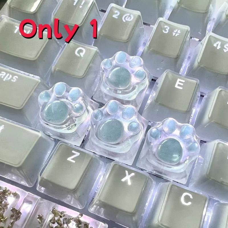 Cute Cat Paw Keycaps - Transparent Resin Custom Keycaps for Mechanical Keyboard (Glowing & Aesthetic Design)