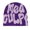 Mea Culpa Trendy Letter Print Beanies Knit  Hat Streetwear Cap Outfit Women Girl