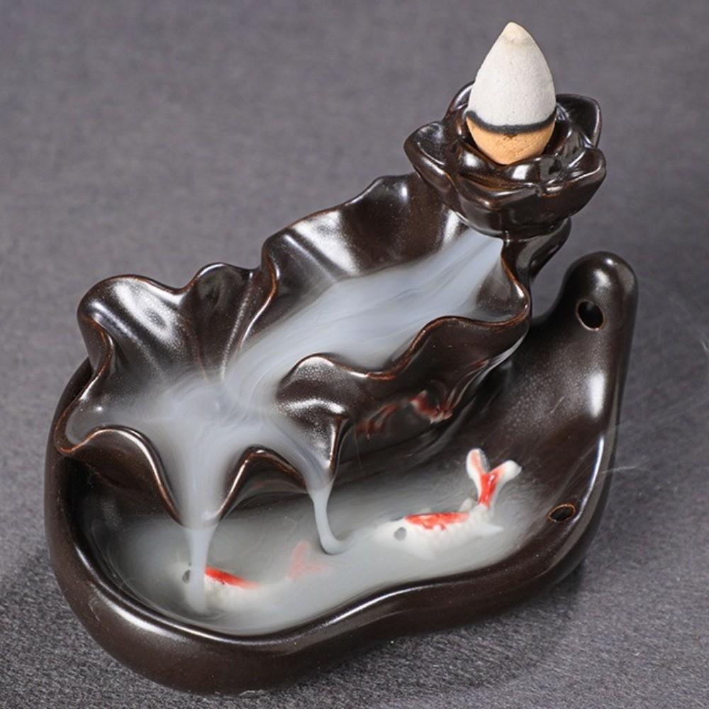 Lucky Fish Backflow Stick Incense Burner Mini Incense Stick Holder Ceramic Censer  Home Decoration
