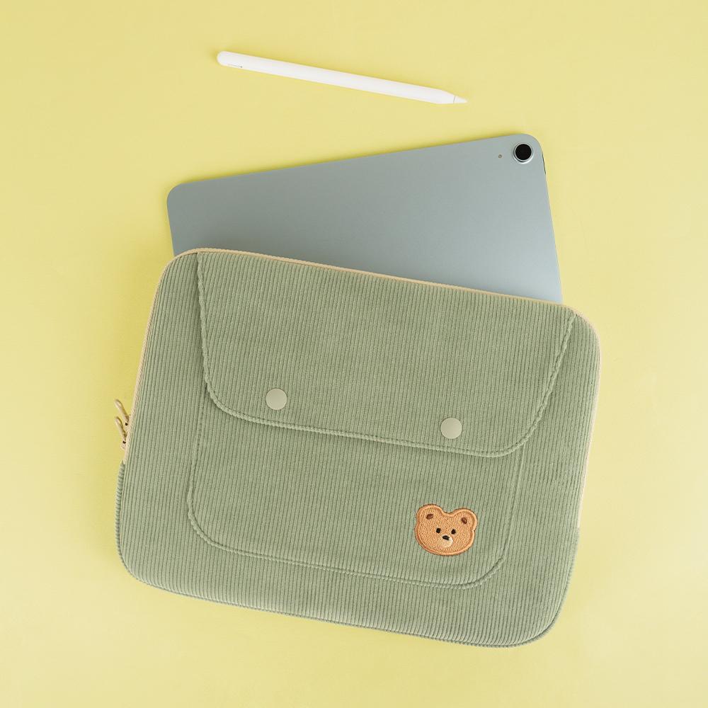 All New Frame Corduroy Laptop Pouch_Little Bear (Ipad 11/13/15 Inch)