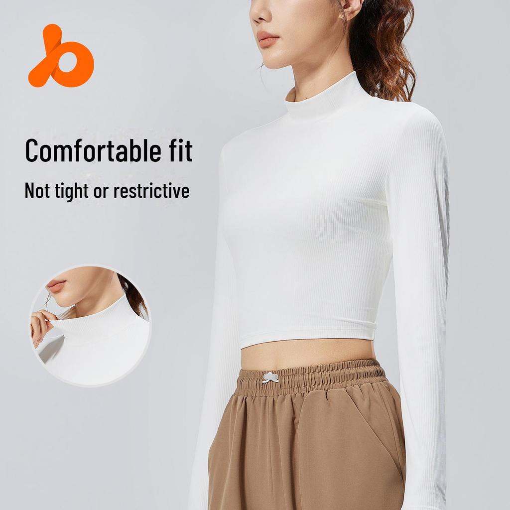 Juyitang Striped High Collar Slim-Fit Long Sleeve Yoga Top