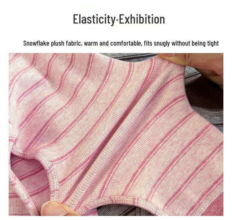 Children's Velvet Cotton Underwear Set: Thickened Autumn Striped Home Wear for Boys and Girls