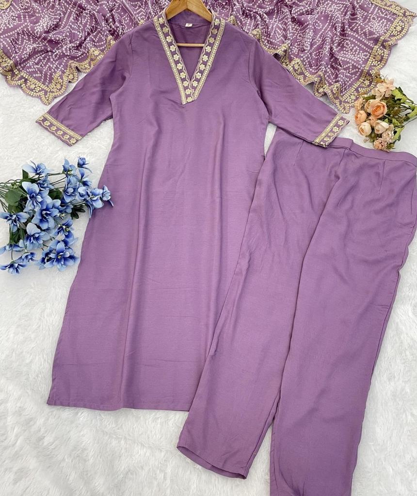Indian Pakistani Kurta Pant Dupatta Set Bollywood Top Tunic Kurti Salwar Kameez Party Wear