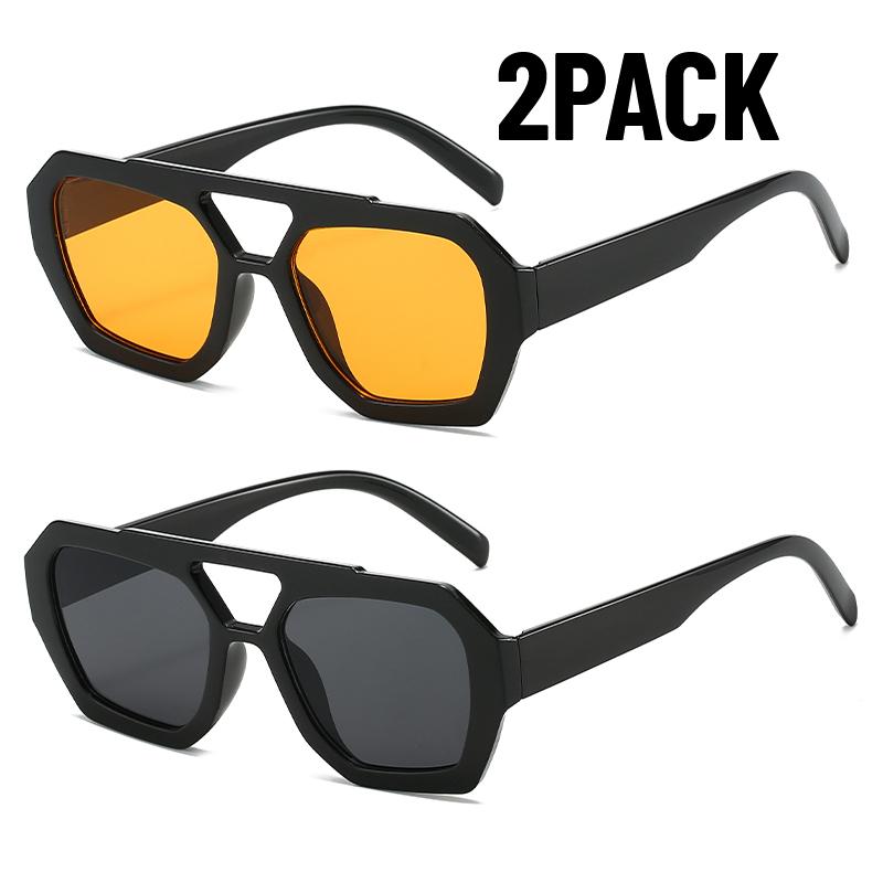 2PACK Fashion Double Bridges Women's Outdoor Travel Fishing Sunglasses Men Big Frame Eyewear Retro Luxury Designer Glasses UV400