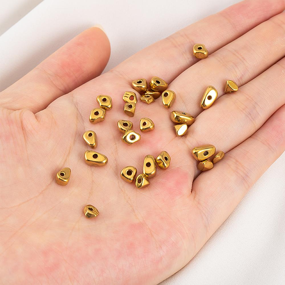 5pcs Color Retention Irregular 304 Stainless Steel Gold Color Beads For DIY Bracelets Necklaces Accessories Loose Bead Materials