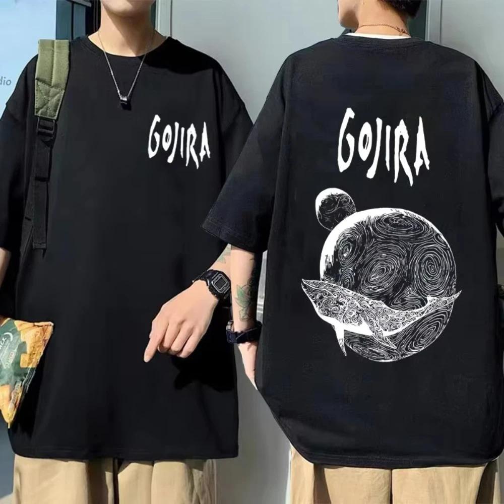 

Gojira Whale & Planet Vortex Прогрессивный дэт-метал Винтажная стираная черная оверсайз футболка | Экологичная метал-группа Унисекс уличная футболка 4XL
