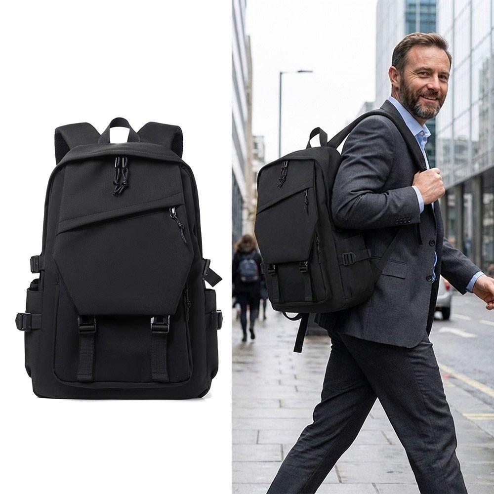 Durable Business Men's Backpack Black Large Capacity Travel Backpack Waterproof Lightweight Laptop Backpack