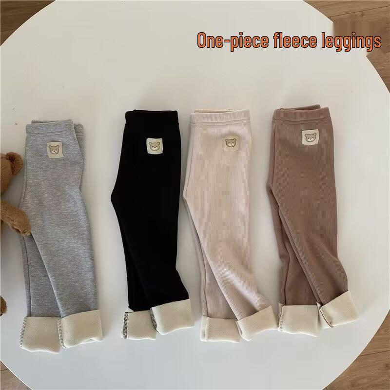 Korean Style Fleece Leggings for Baby Boys and Girls - Autumn/Winter Versatile Wear