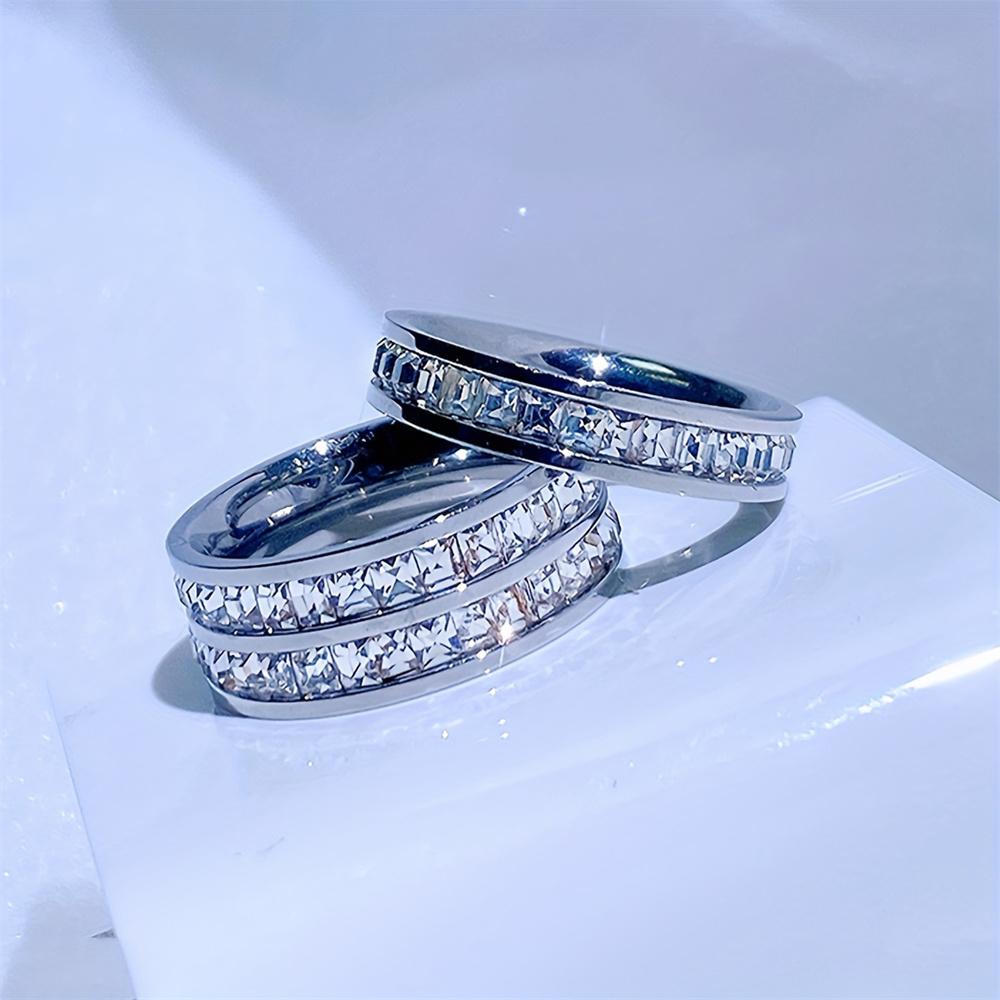 Luxury Stainless Steel Ring For Women Three-Piece Set Zircon Classic Fashion Finger Accessory Zircon Female Gifts