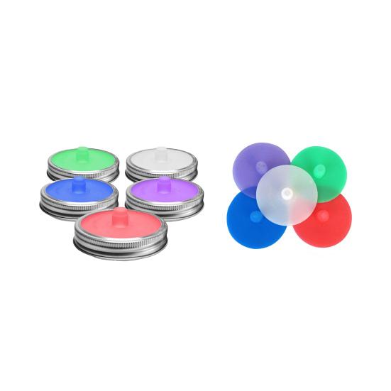 5Pcs Silicone Fermenting Lid with Steel Ring Waterless Airlock Vegetable Fermentation Wide Mouth Jar Sealed Cover Kitchen Supplies