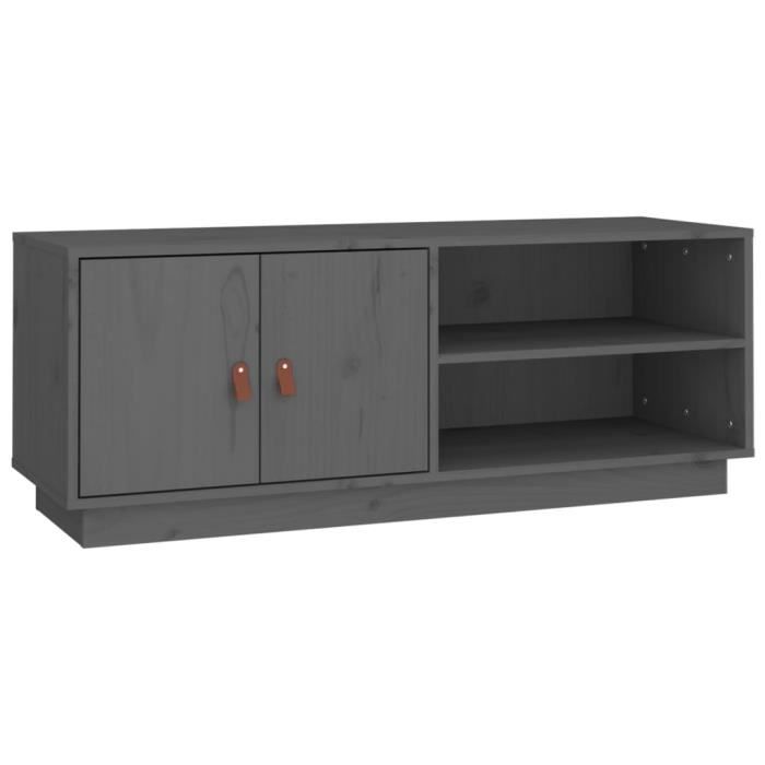 VidaXL Meuble TV Gris 105x34x40 cm Bois de pin massif 818222