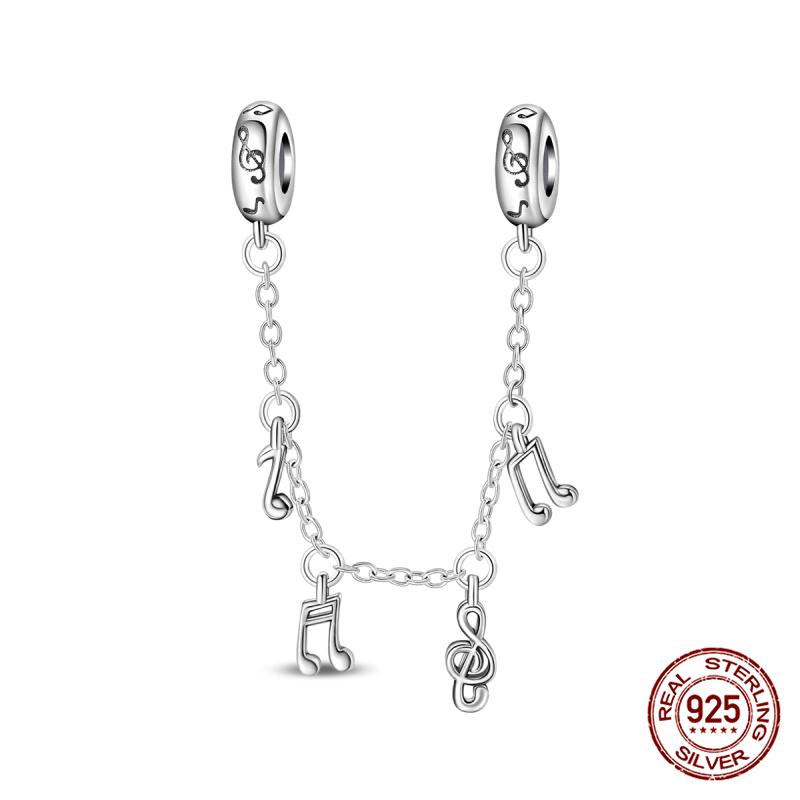 Original 100% 925 Silver Star Moon Safety Chain Fit 925 Original Bracelet & 3mm Bracelet DIY Jewelry Making Women Gift