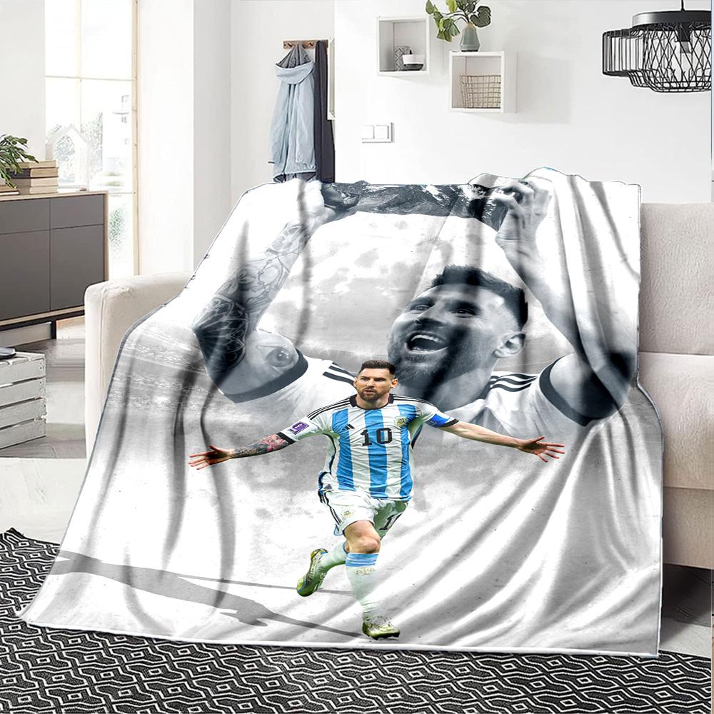 Football Messi Blanket Warmthful Decor Perfect for Office Chair Sofa Office for All Seasons Warmthful Decor Ideal Gift For Birthday Valentine'S Day