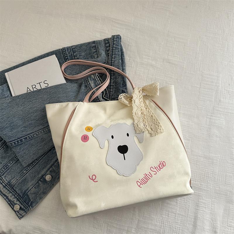 Мультяшная милая женская сумка 2025 новая повседневная сумка большой вместимости универсальная простая трендовая нишевая на плечо сумка-тоут