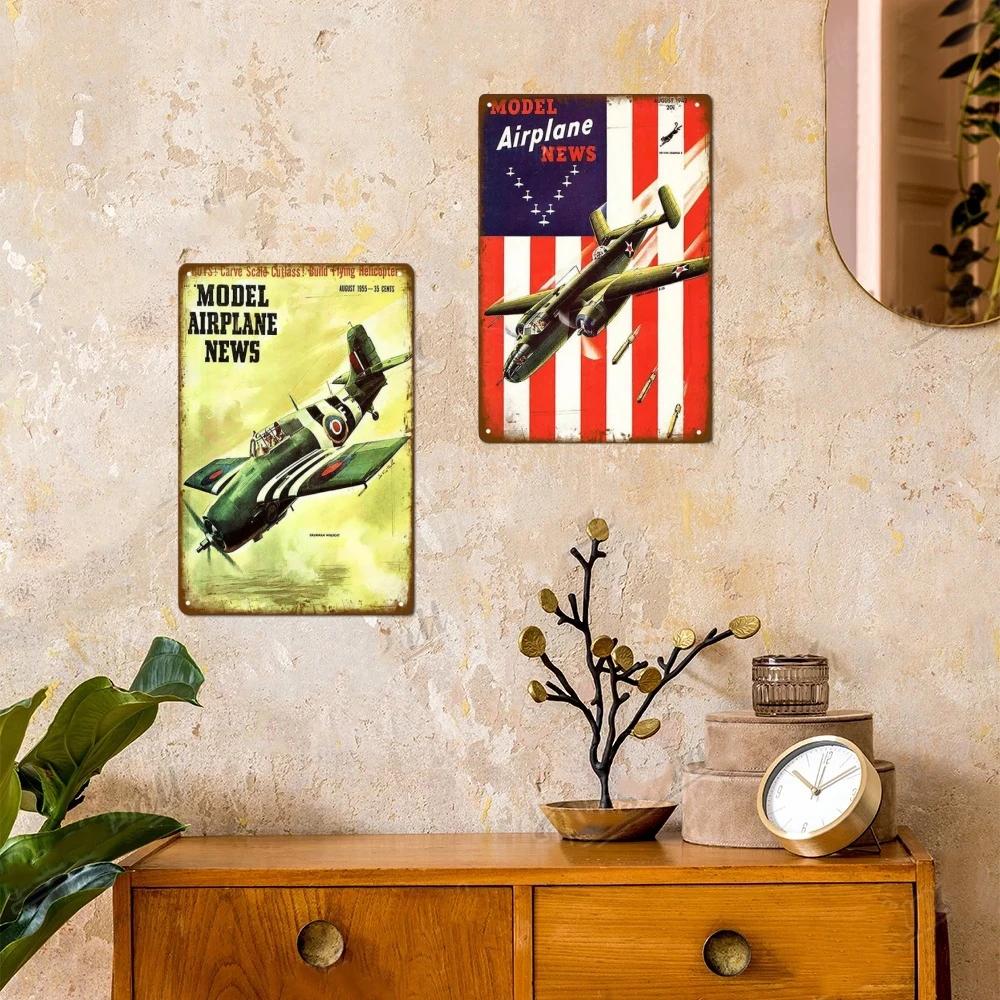 Vintage Airplane Metal Signs Fighter Jet Plane Posters Retro Aircraft Plate Metal Plaque Painting Living Room Home Wall Decor