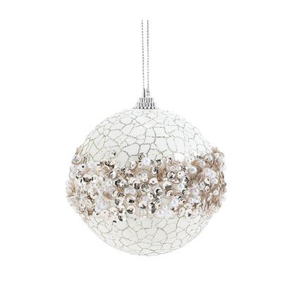 Christmas Ball Ornaments Glitter Sequin Faux Pearl Hanging Ball Decoration Shatterproof Foam Ball Christmas Tree Ornaments for Wedding Party Holiday