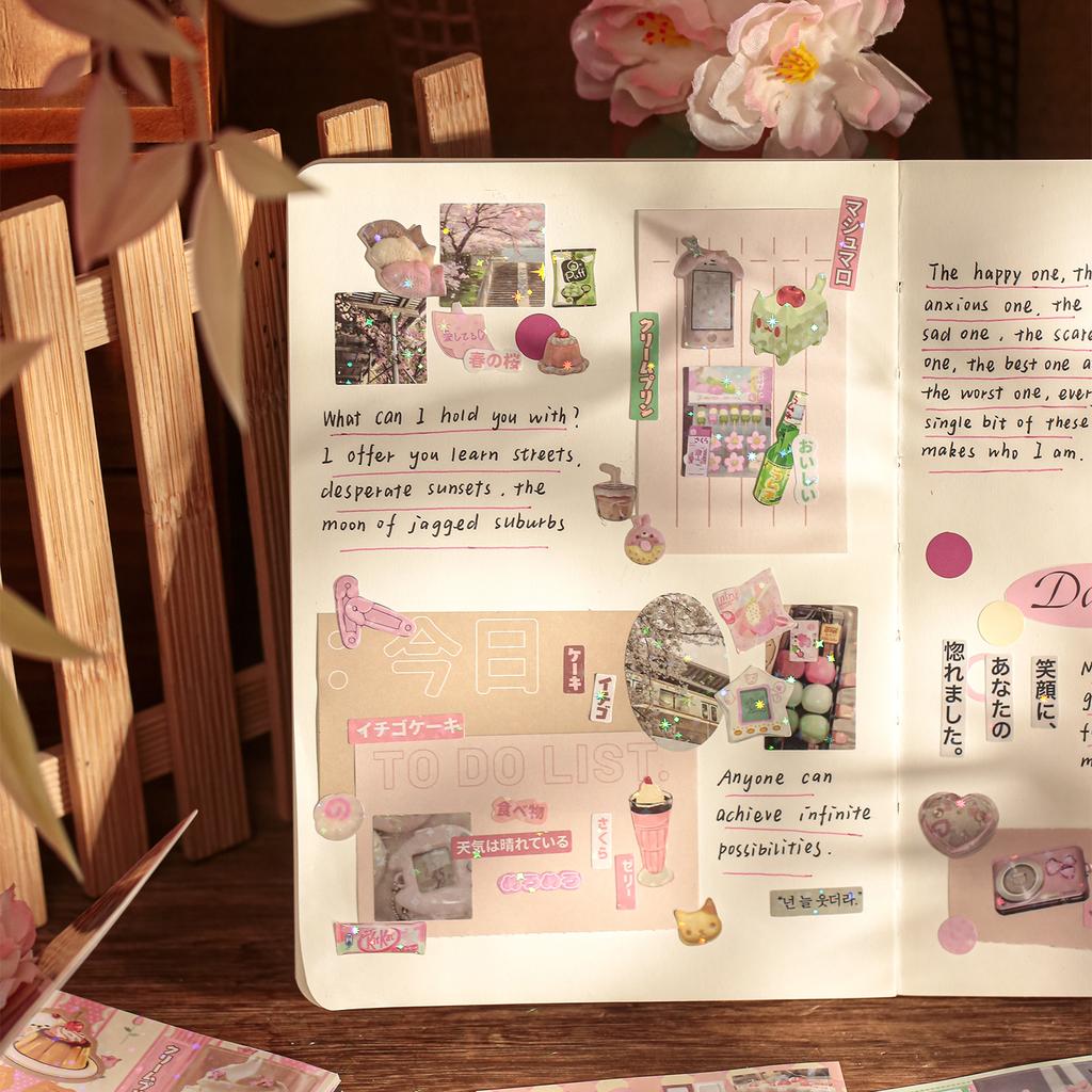 30Sheets/Book Sticker Book Retro Ins Korean Kawaii Sticker Handbook Stationery DIY Hand Account Scrapbook Diary Decoration