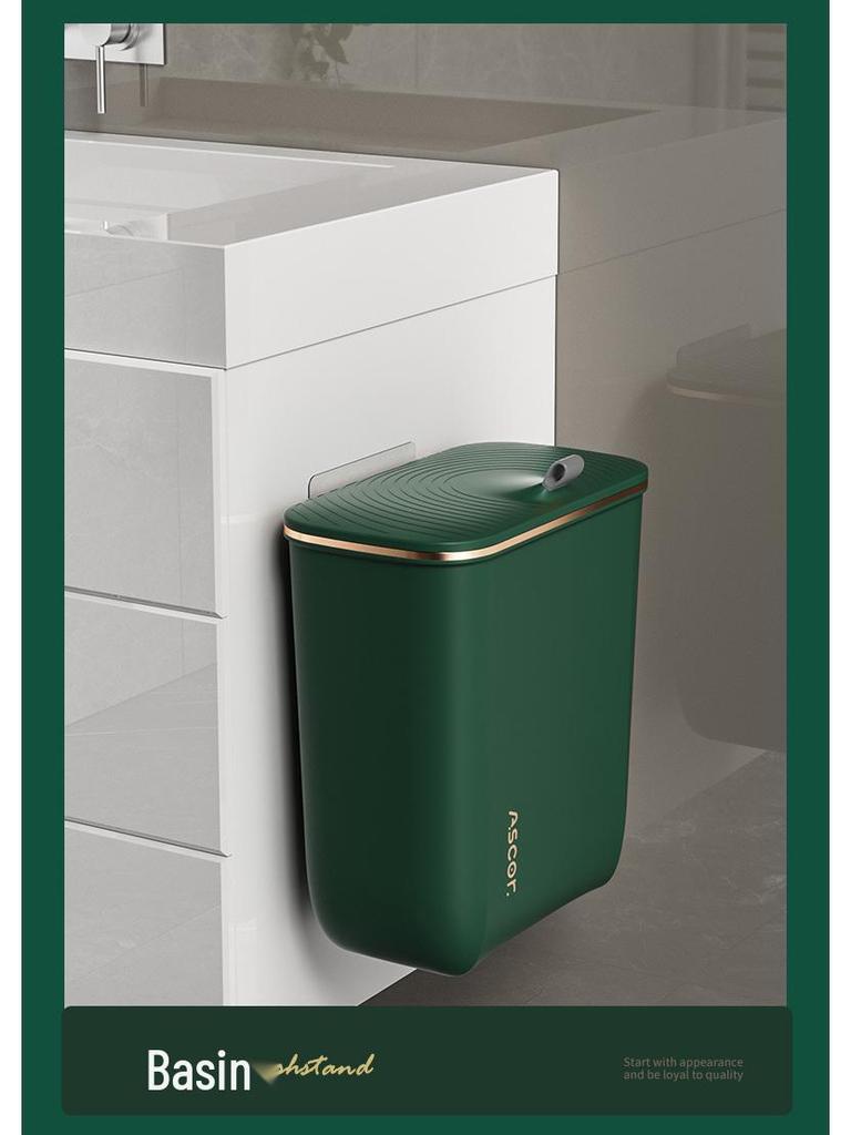 Duży kosz na śmieci wiszący na ścianie z pokrywką do łazienki, kuchni, sypialni i salonu