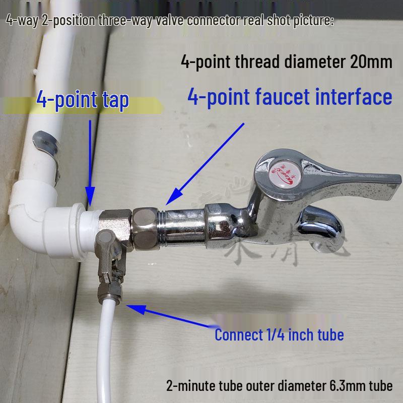Three-Way Water Purifier Valve with 4 to 2 Points, 3 Points, and 2.5 Points Options - Internal/External Threads.