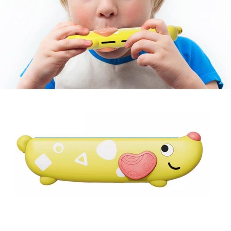 Washable 16 Hole Harmonica Toy For Children Musical Educational Toy With Cartoon Design Enhances Breath Control Skill
