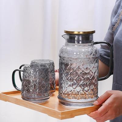 Glas Hochtemperaturbeständig Große Kapazität Kaltwasserkessel Haushalt Sommer Kühlschrank Wasserspeicherflasche Saftbecher Kühlweiß Teekannenset