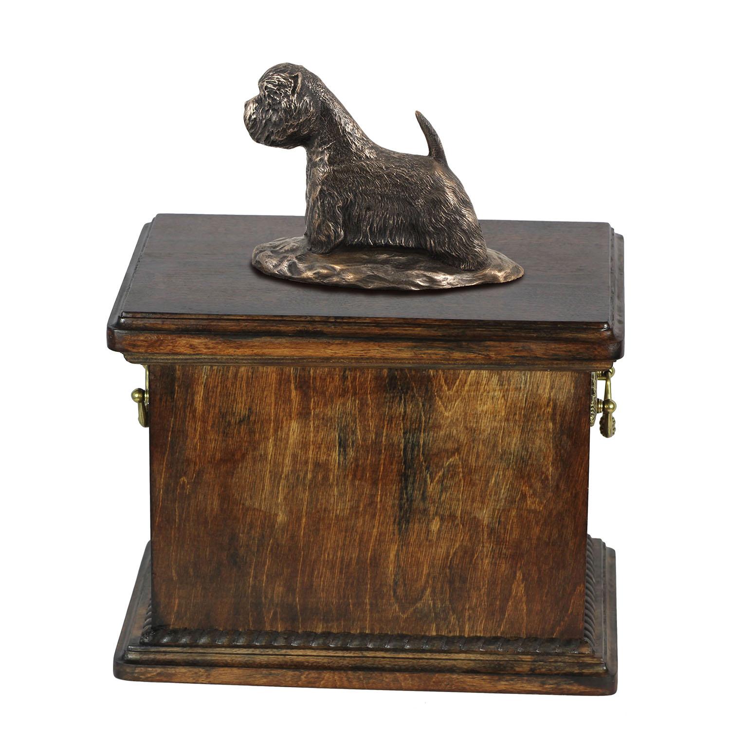 

West Highland White Terrier, Westie, Westy - urn for the ashes of a dog, urn with a statuette, elegant urn in the classic style of the Art-Dog brand коричневий