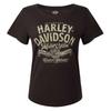 T-shirt à manches courtes pour femme Harley-Davidson, mélange de polyéthylène, Noir