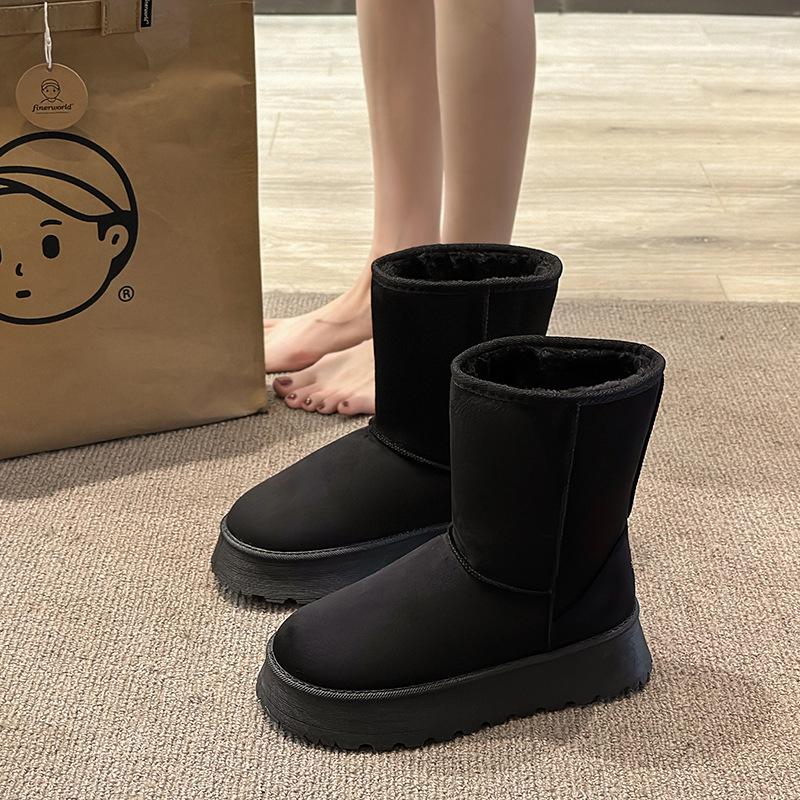 Thick-soled snow boots women's winter 2025 new fur integrated medium boots piled and thickened warm snow cotton shoes