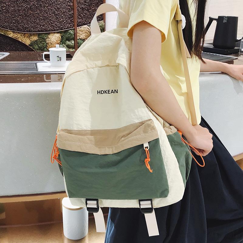 Lightweight Commuter Backpack College Style Large Capacity Schoolbag Women's Contrast Color Backpack