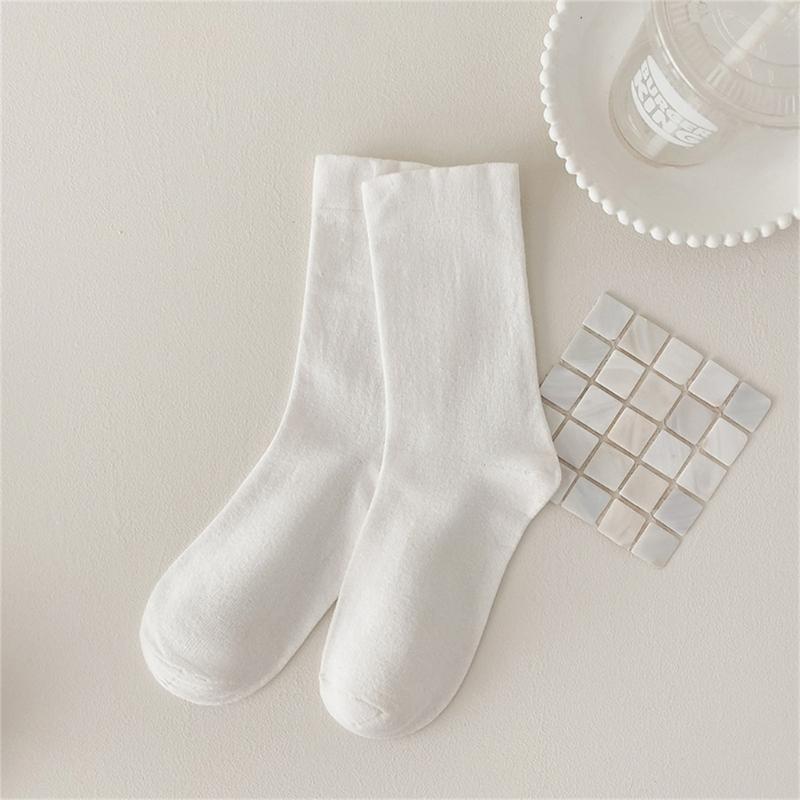 Women Girls Summer Spring Casual Cotton Slouch Crew Socks Japanese Style Solid Color Ice Silk Cooling Middle Tube Socks