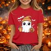 Kids Halloween Printed Short Sleeve T-Shirt Loose Fit Round Neck Casual Tee