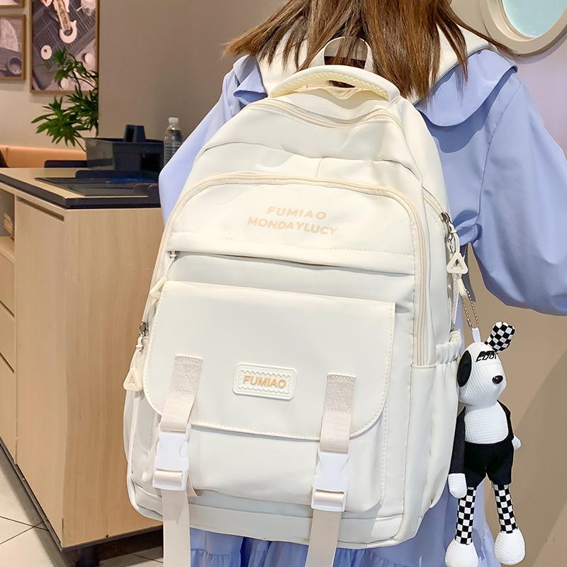 School Bag for Girls, White School Backpack for Elementary School Students, High School Students, High Quality