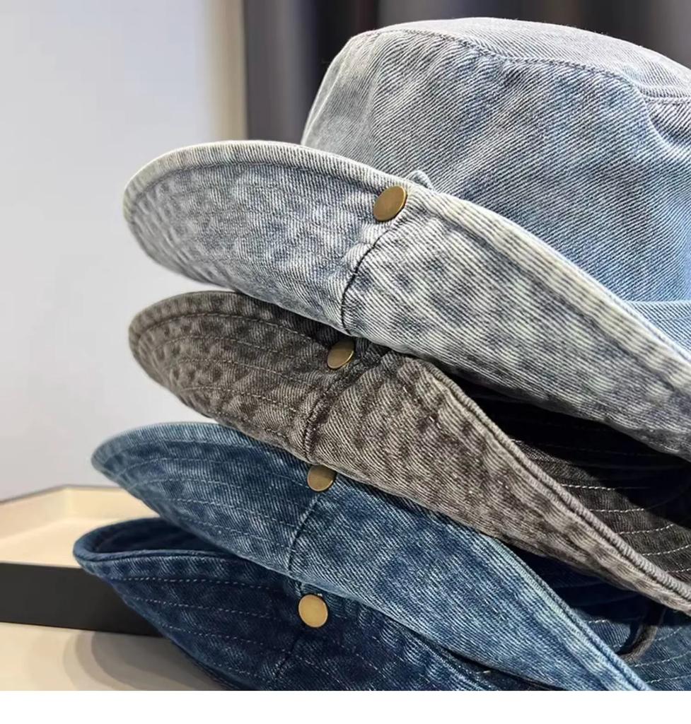Vintage Washed Denim Bucket Hat Unisex Summer Sun Hat For Women Men Camping Cap With Uv Protection Western Cowboy Fisherman Hat