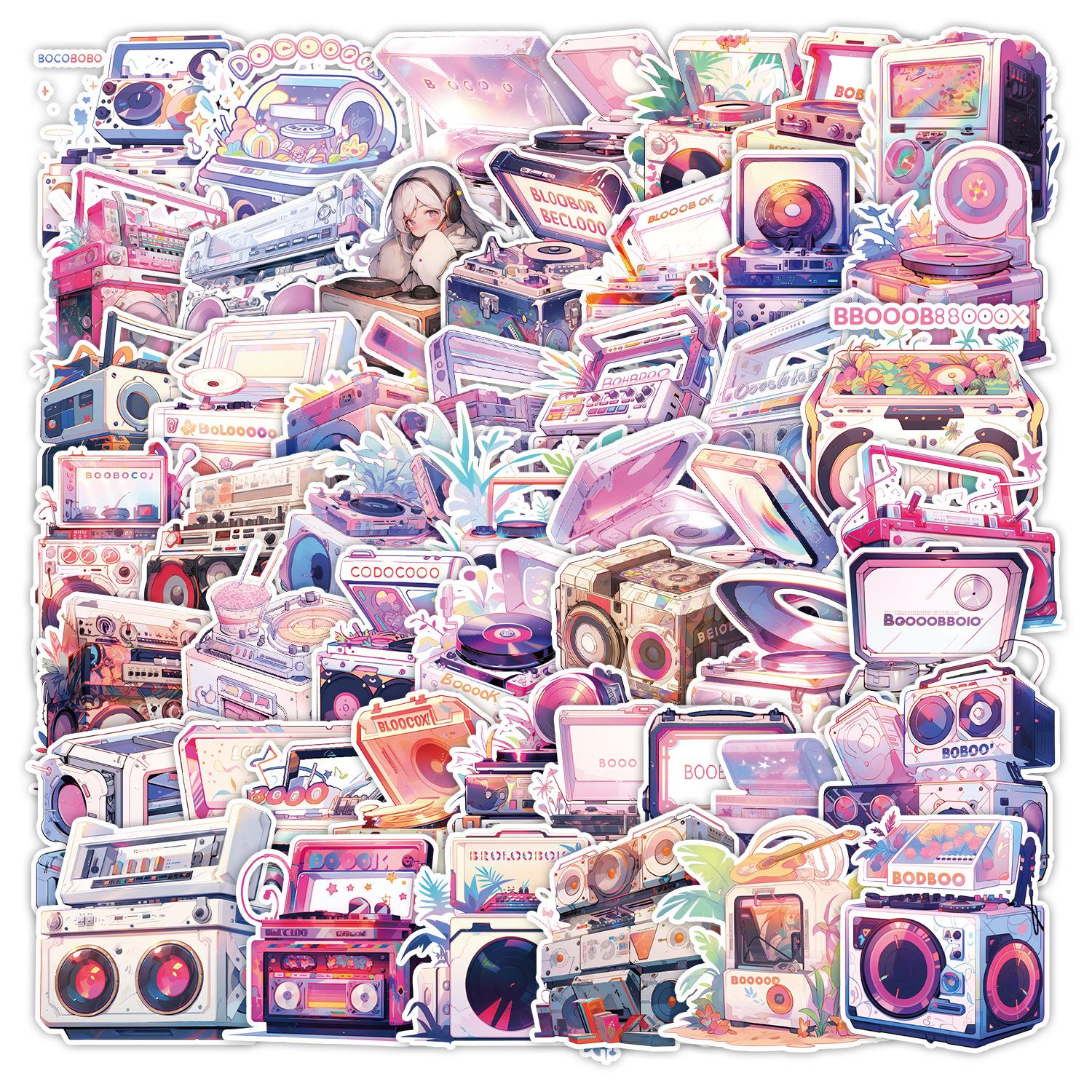 

50 Наклеек на радиостанцию ветряной электростанции в стиле инс, наклейки для чашки для воды, компьютера, водонепроницаемые, креативные, наклейки для детского ручного счета