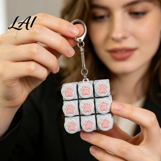 Mini Schlüsselanhänger Tastatur Katzenpfote Fidget Spielzeug 9-in-1 LED Leuchtend Dekompression Finger