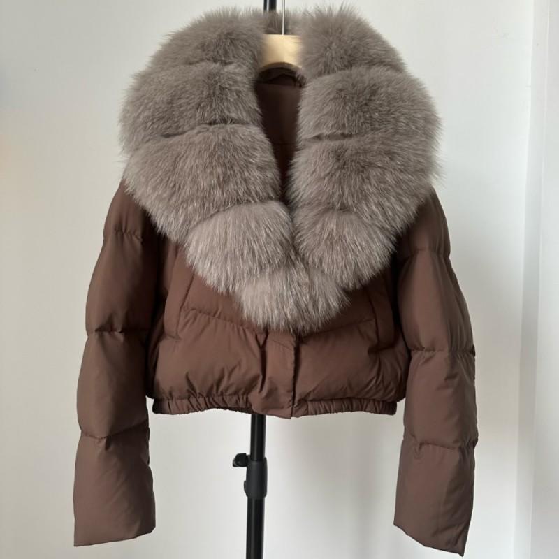 Womens Short Down Coat With Real Fox Fur Collar Lightweight Warm Winter Jacket Urban Commute Casual Wear