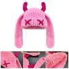 Handmade Crochet Cap with Devil Horn Long Ears Stretchy Pullover Hat Winter Warmth Hat Halloween Cosplay Head Accessory