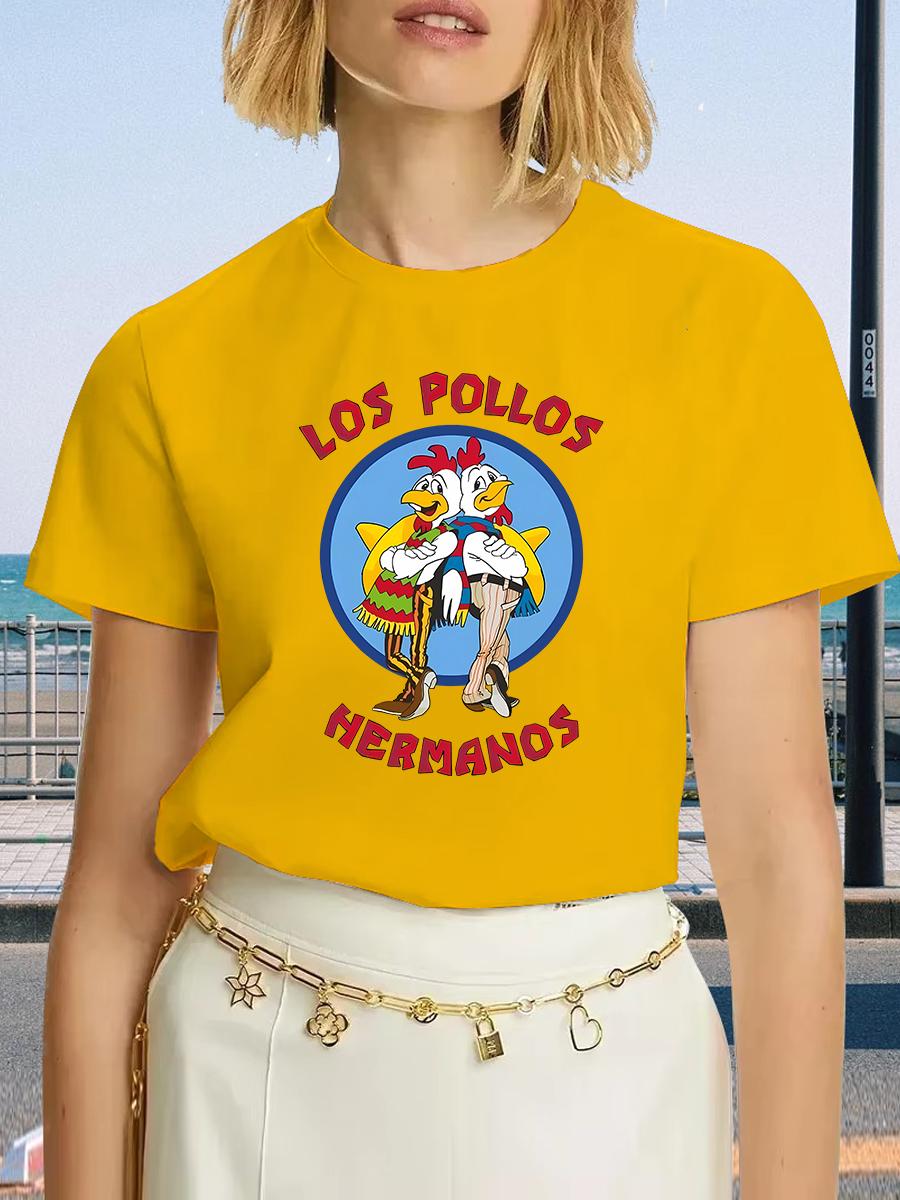 

Розкішний бренд LOS POLLOS HERMANOS Графічна футболка Літні повсякденні футболки для жіночих чоловічих дівчачих вуличного одягу Футболка з коротким рукавом XL