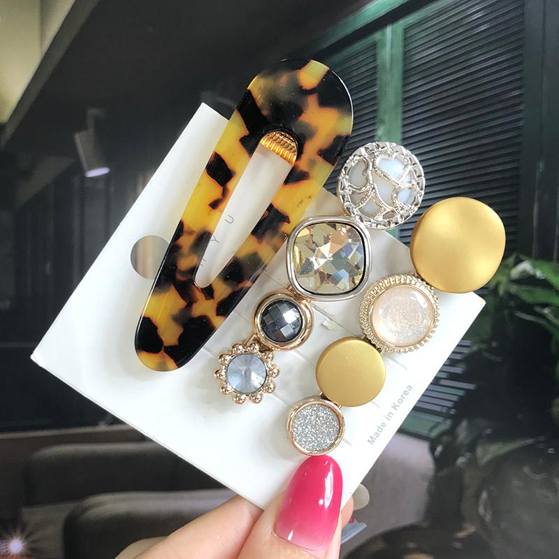 Fashion Hair Pins Side Clip Set Sweet Acrylic Waterdrop Hair Barrettes For Women Girls Korean Geometric Hair Accessories Jewelry