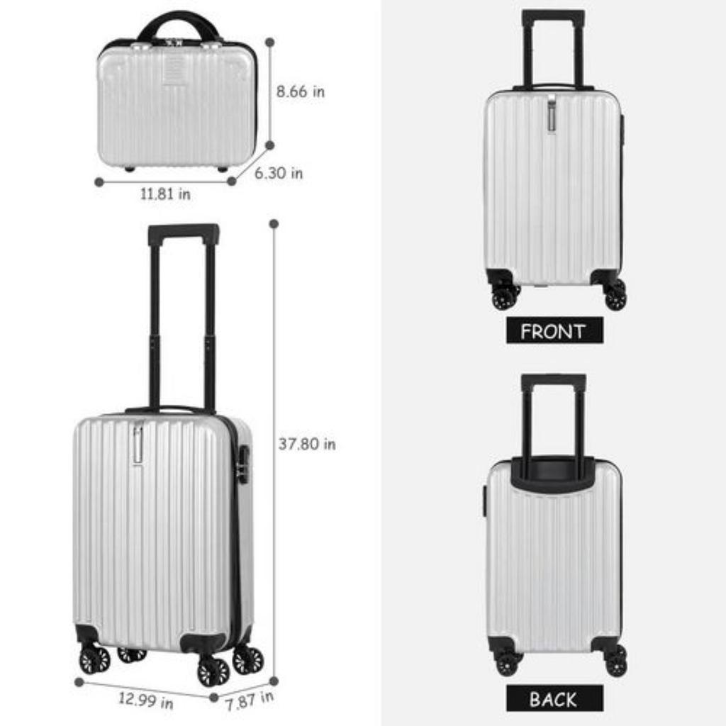 2-Piece Hardshell Luggage Set (20"+14") - Nesting Spinner W/ 360° Wheels & TSA Lock, Lightweight Expandable for Family Travel