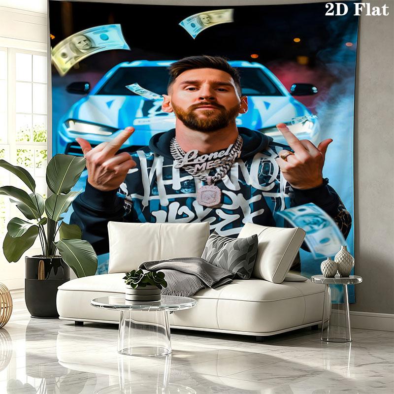 Leo Messi Wall Tapestry Aesthetic Wall Hanging Printed Fabric Blanket Decorative Tapestries for Bedroom Living Room Home Decor