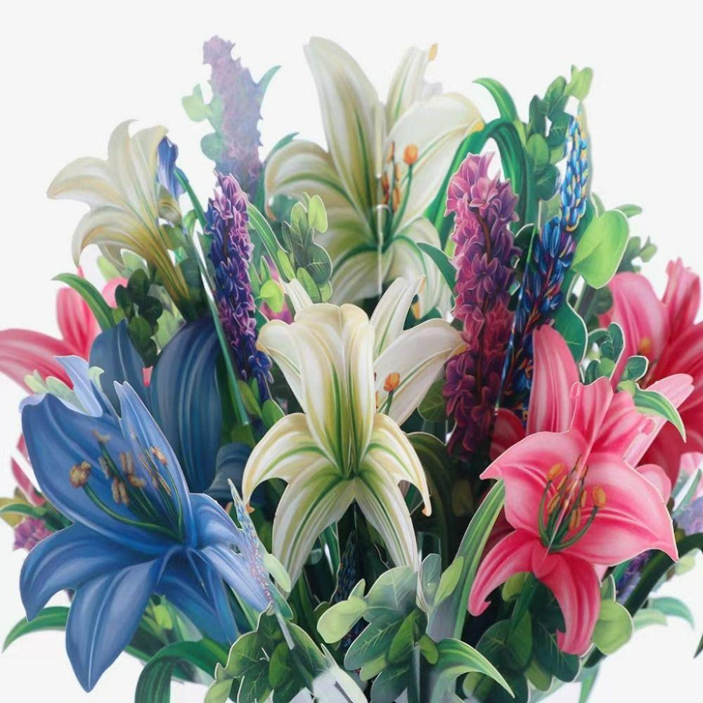 Carving Flower Mother's Day Birthday Greeting Card Wishing Paper 3D Pop Up Greeting Card Creative Handmade Thank You Card