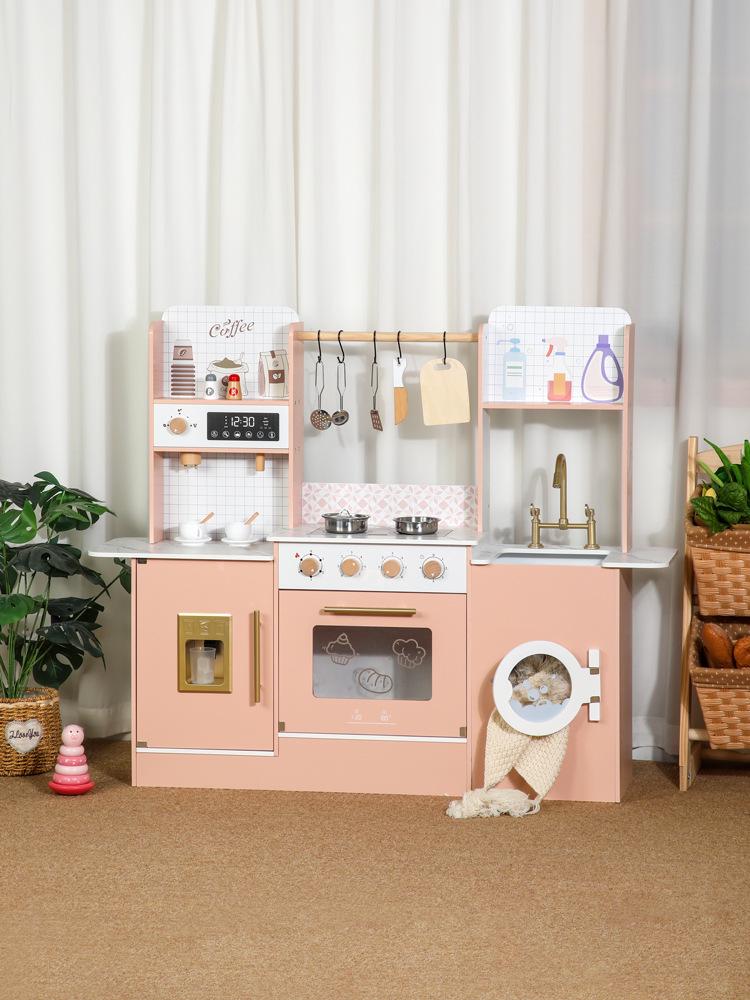 Kids Wooden Play Kitchen Set: Colorful Stove & Cuttable Cooking Toy