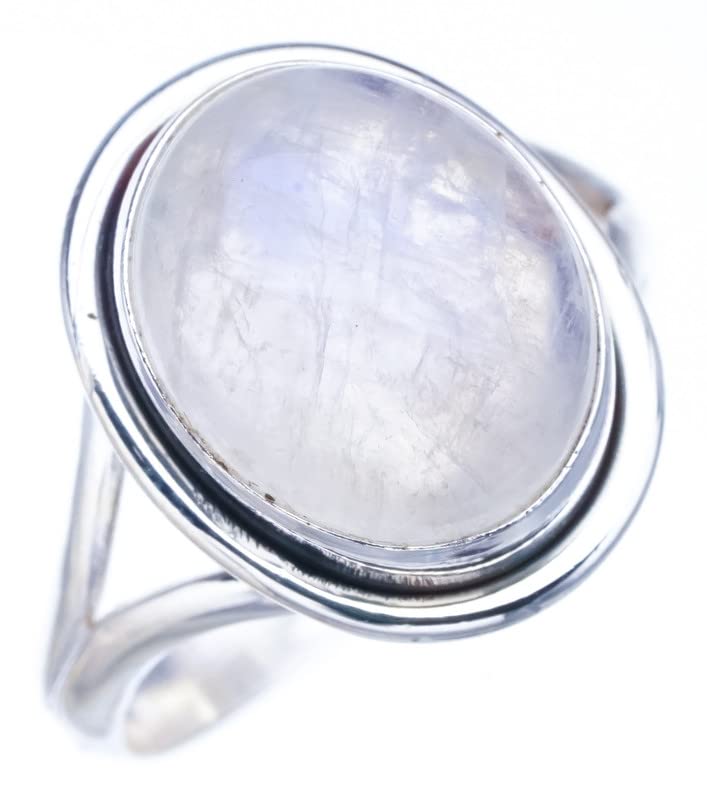 

StarGems® Natural Moonstone Handmade 925 Sterling Silver Ring 6 F2723