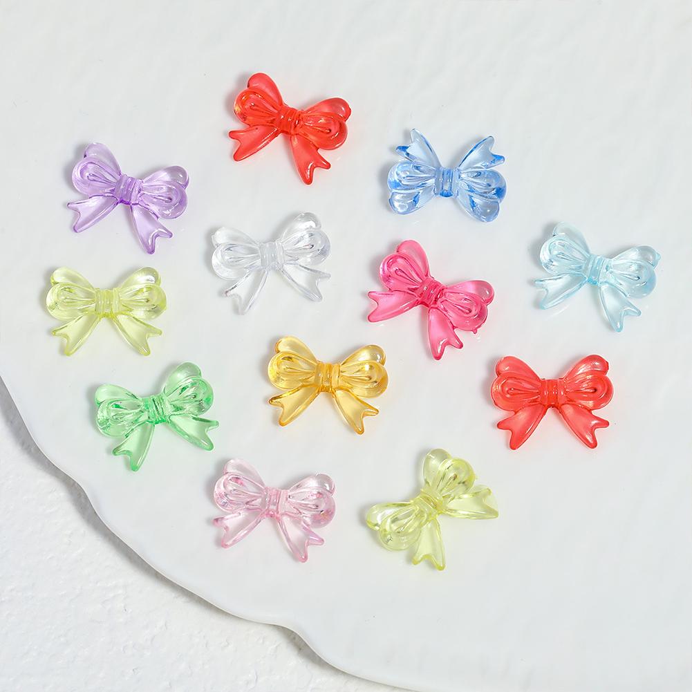 30Pcs Multicolor Transparent Acrylic Bowknot Beads For DIY Bracelet Earring Keychain Daliy Jewelry Supplies