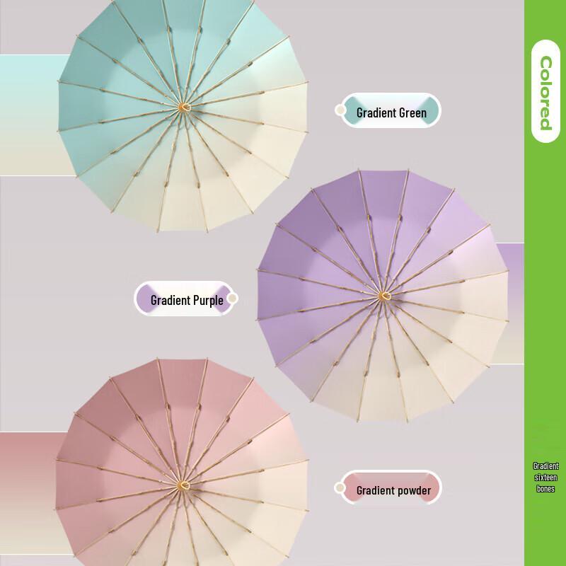 Maydu 16-Rib Gradient UV Protection Dual-Use Umbrella