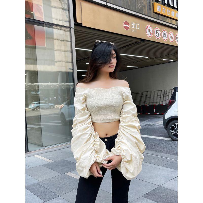 

Vjisha Original Design Spring and Summer Short Top Shirt Meters apricot L