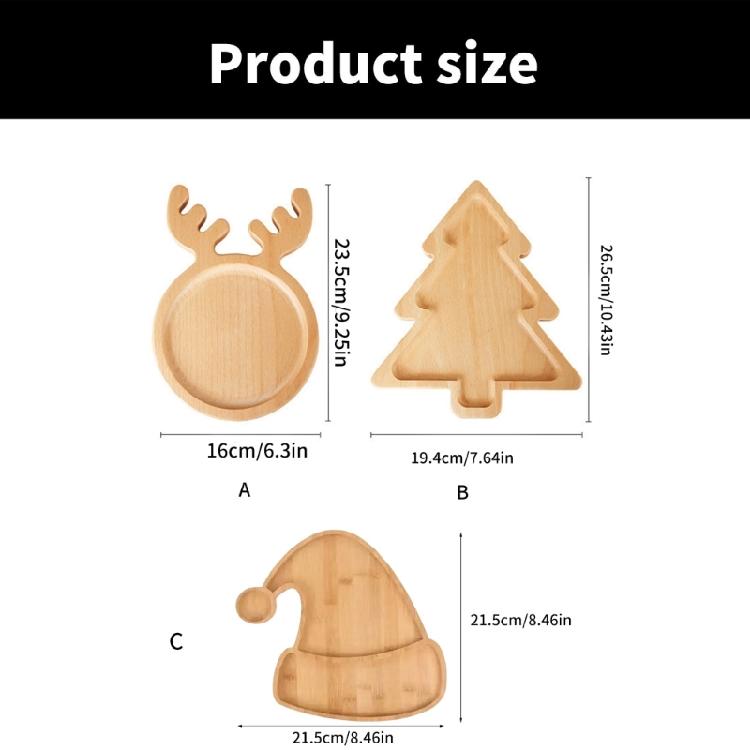 Wood Christmas Serving Plate Multipurpose Snacks Dessert Dish for Holiday Dining Festival Home Decoration Platter