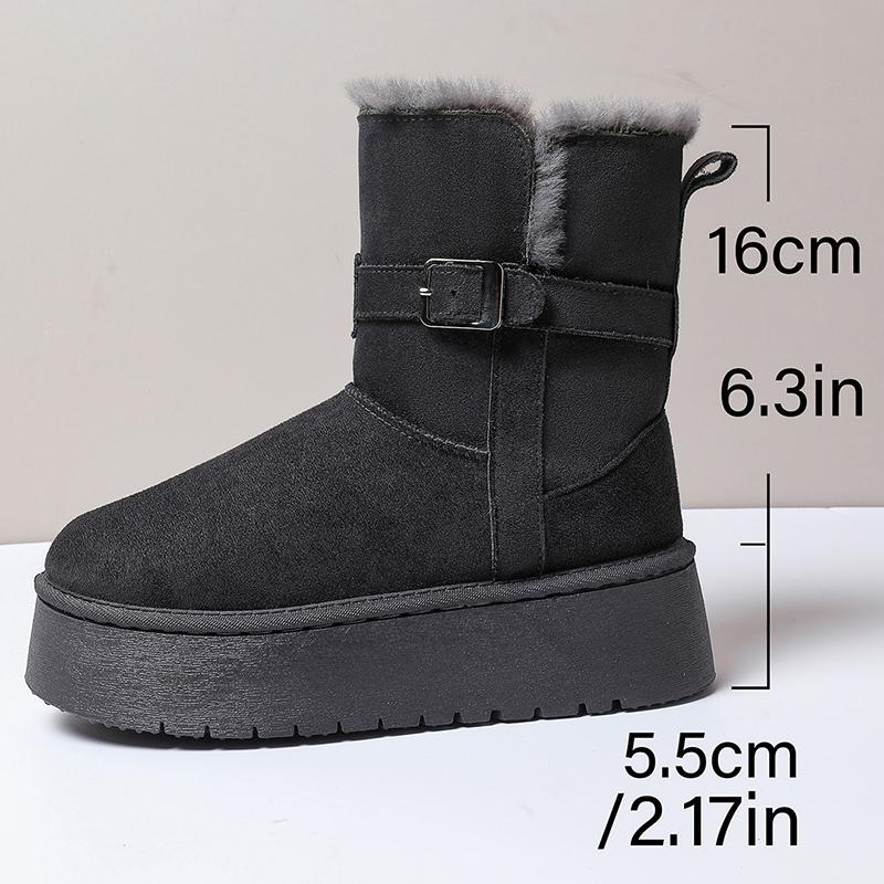Faux Suede Chunky Platform Snow Boots Women Winter Warm Long Plush Ankle Boots Woman Thick Sole Non Slip Cotton Padded Shoes 41 36