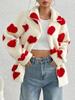Women Fleece Winter Warm Plush Zipper Jacket Love Printed Casual Coat Loose Long Sleeve Outerwears